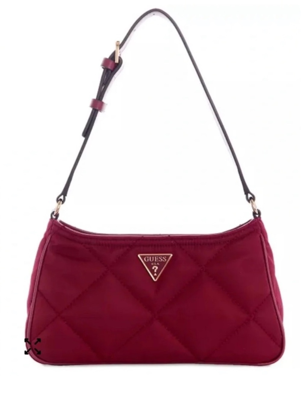 GUESS Little Bay Shoulder Bag - Quilted Merlot Burgundy